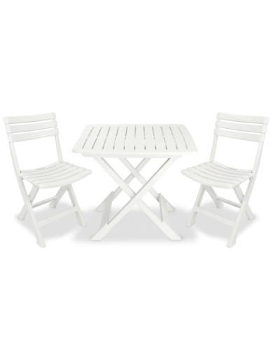 Ensemble de bistro pliable 3 pcs Plastique Blanc | Mobilier & Déco