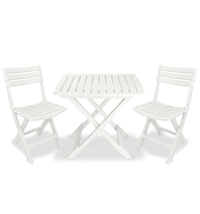 Ensemble de bistro pliable 3 pcs Plastique Blanc | Mobilier & Déco