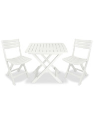 Ensemble de bistro pliable 3 pcs Plastique Blanc | Mobilier & Déco