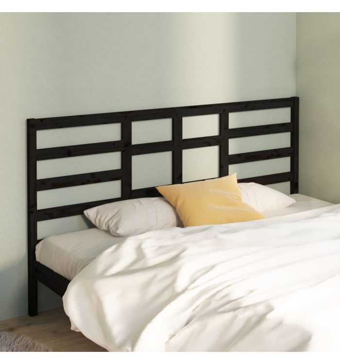 Tête de lit Noir 186x4x104 cm Bois massif de pin | Mobilier & Déco