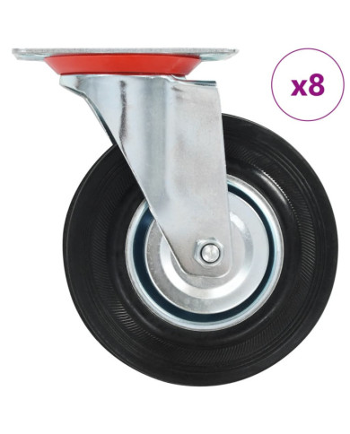 8 pcs Roulettes pivotantes 125 mm | Mobilier & Déco