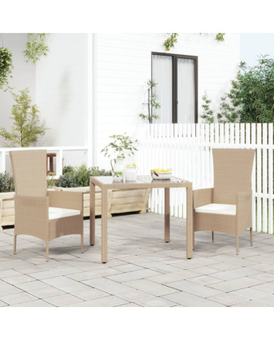 Chaises de jardin avec coussins lot de 2 Résine tressée Beige | Mobilier & Déco