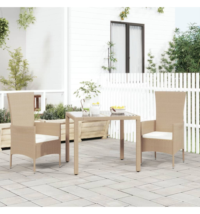 Chaises de jardin avec coussins lot de 2 Résine tressée Beige | Mobilier & Déco
