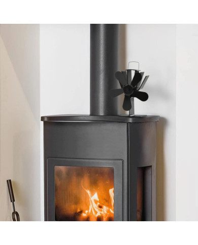Ventilateur de poêle alimenté par chaleur 5 pales Noir | Mobilier & Déco