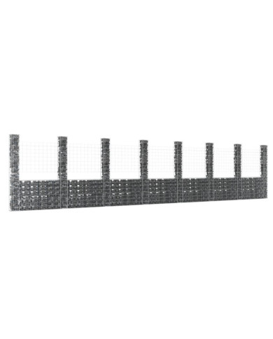 Panier de gabion en forme de U avec 8 poteaux Fer 860x20x200 cm | Mobilier & Déco
