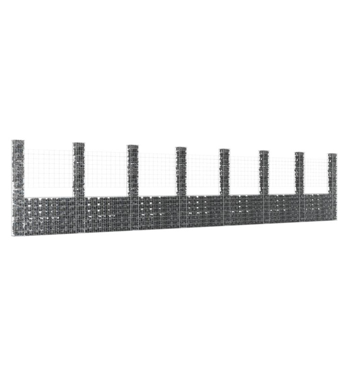Panier de gabion en forme de U avec 8 poteaux Fer 860x20x200 cm | Mobilier & Déco