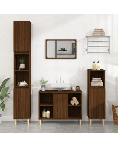 Ensemble de meubles de salle de bain 3 pcs Chêne marron | Mobilier & Déco
