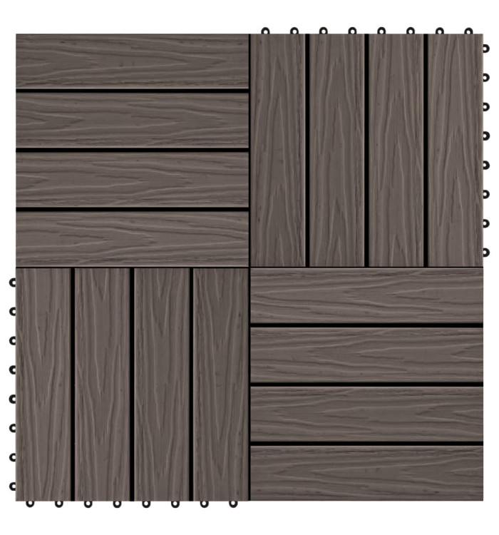 Carreau de terrasse en relief 11 pcs WPC 30x30 cm 1 m² Marron | Mobilier & Déco