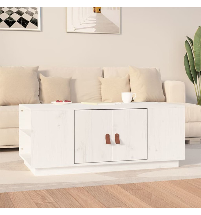 Table basse Blanc 100x50x41 cm Bois massif de pin | Mobilier & Déco