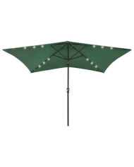 Parasol de jardin avec LED et mât en acier Vert 2x3 m | Mobilier & Déco