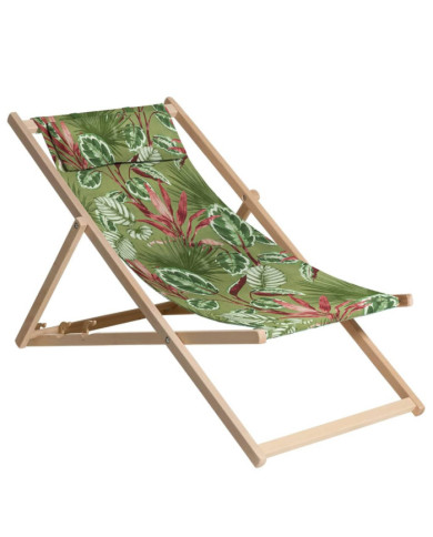 Madison Chaise de plage en bois Cala 55x90x87 cm vert | Mobilier & Déco