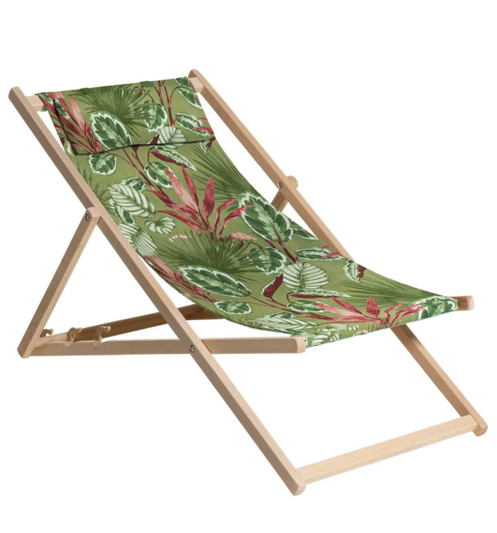 Madison Chaise de plage en bois Cala 55x90x87 cm vert | Mobilier & Déco