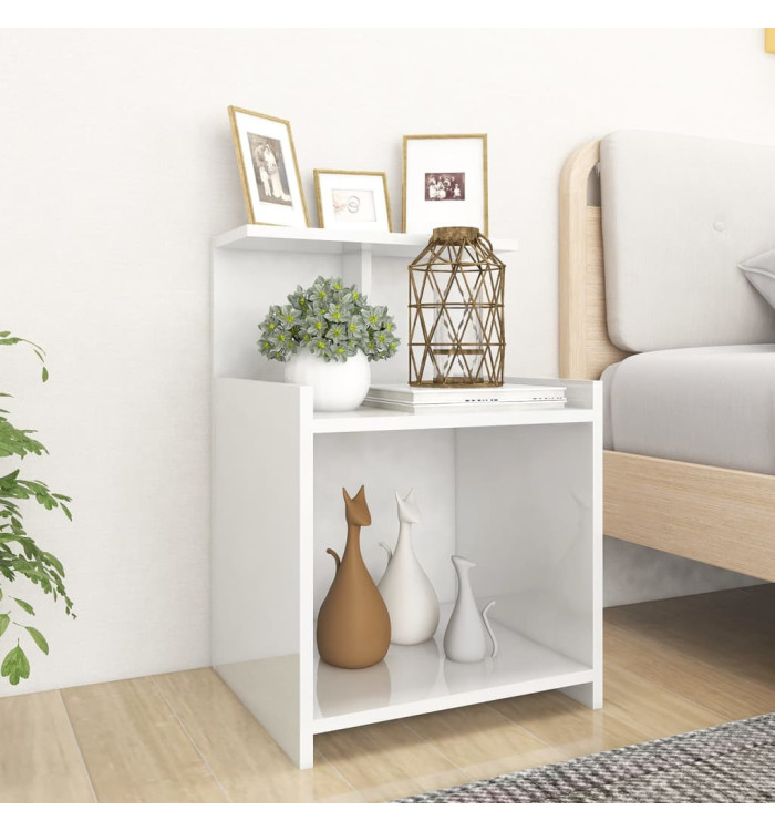 Tables de chevet 2 pcs Blanc brillant 40x35x60 cm Aggloméré | Mobilier & Déco