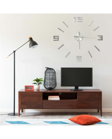 Horloge murale 3D Design moderne Argenté 100 cm XXL | Mobilier & Déco