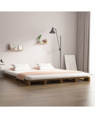 Lit de palette sans matelas marron miel 140x190 cm bois massif | Mobilier & Déco