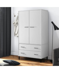 Garde-robe avec pieds en métal Blanc 90x55x172,5 cm Bois OSLO | Mobilier & Déco