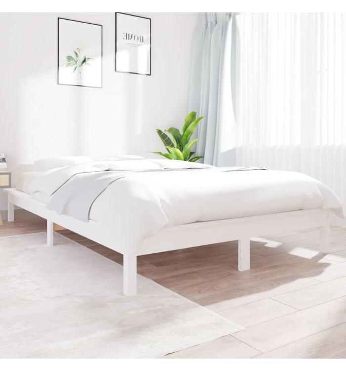 Cadre de lit sans matelas blanc 200x200 cm bois massif | Mobilier & Déco