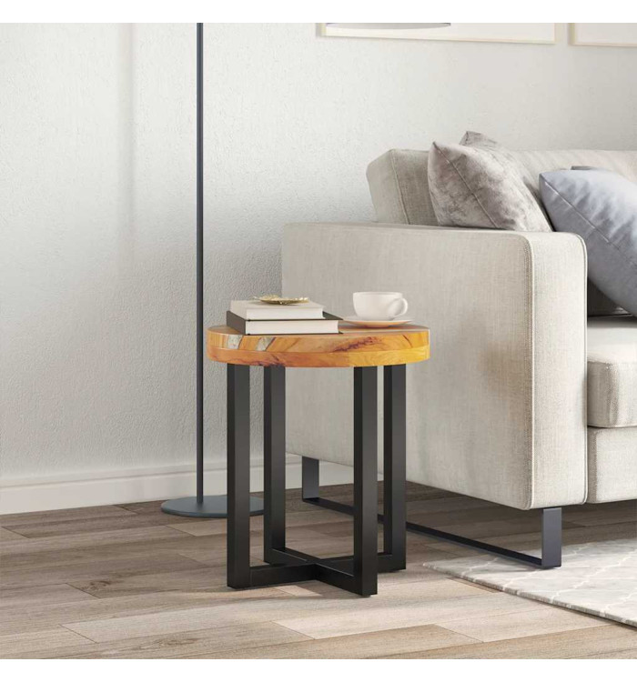 Table basse 40x45 cm Bois de teck massif et polyrésine | Mobilier & Déco