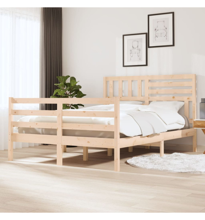 Cadre de lit sans matelas bois massif 140x200 cm | Mobilier & Déco