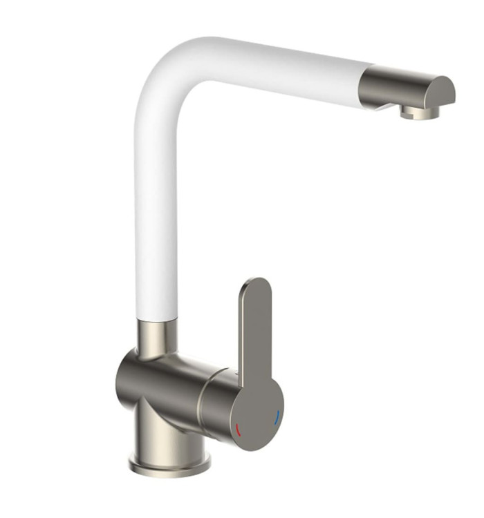 SCHÜTTE Mitigeur d'évier avec bec verseur haut RIO inox blanc mat | Mobilier & Déco
