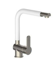 SCHÜTTE Mitigeur d'évier avec bec verseur haut RIO inox blanc mat | Mobilier & Déco