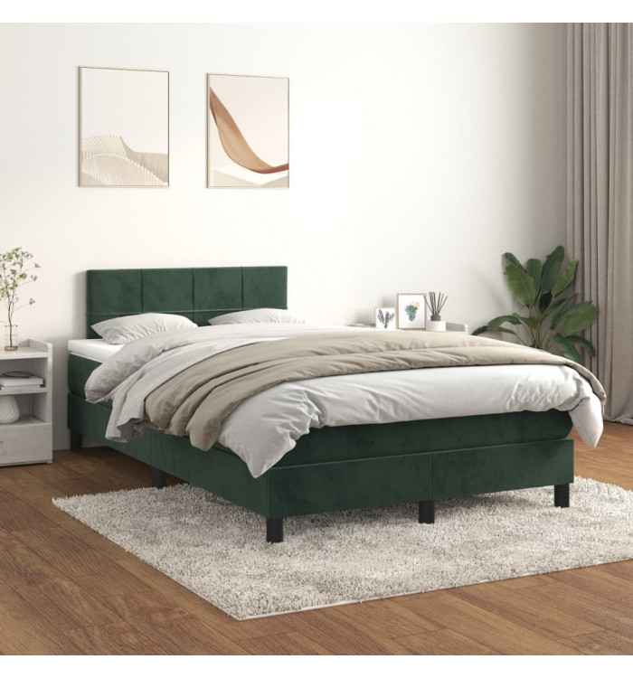 Sommier à lattes de lit et matelas Vert foncé 120x200cm Velours | Mobilier & Déco