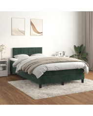 Sommier à lattes de lit et matelas Vert foncé 120x200cm Velours | Mobilier & Déco