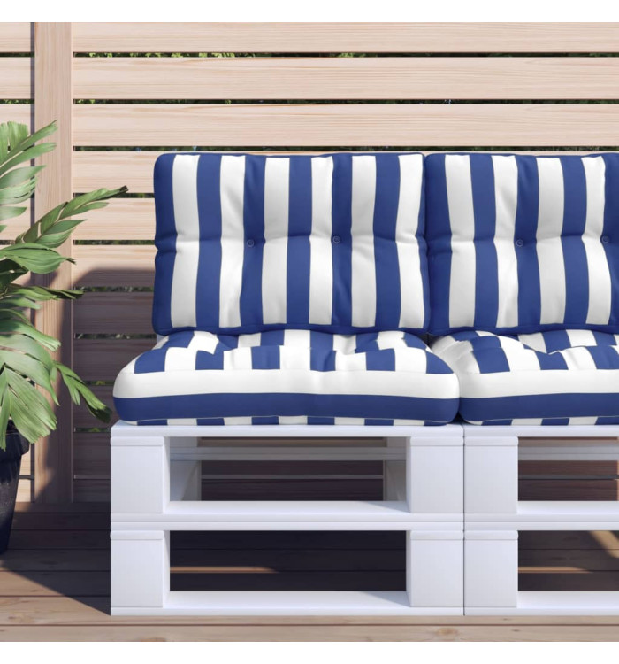 Coussin de palette rayures bleues et blanches 50x40x12 cm tissu | Mobilier & Déco