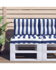 Coussin de palette rayures bleues et blanches 50x40x12 cm tissu | Mobilier & Déco