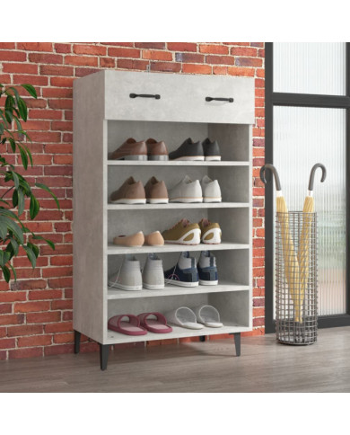 Armoire à chaussures Gris béton 60x35x105 cm Bois d'ingénierie | Mobilier & Déco