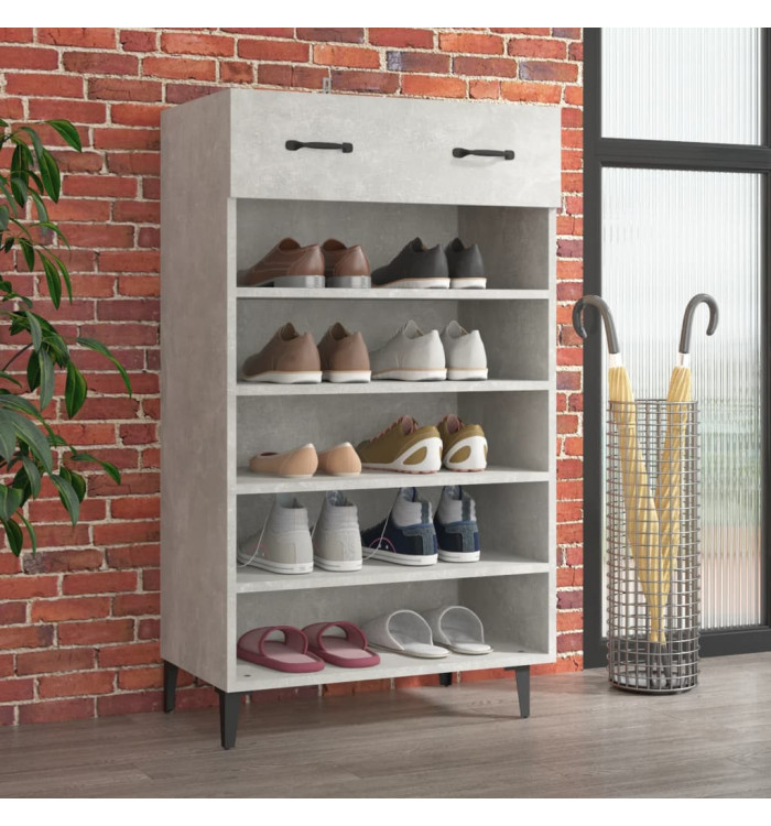 Armoire à chaussures Gris béton 60x35x105 cm Bois d'ingénierie | Mobilier & Déco