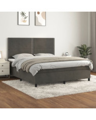 Sommier à lattes de lit et matelas Gris foncé 160x200cm Velours | Mobilier & Déco