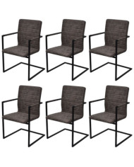 Chaises à manger cantilever lot de 6 marron similicuir | Mobilier & Déco