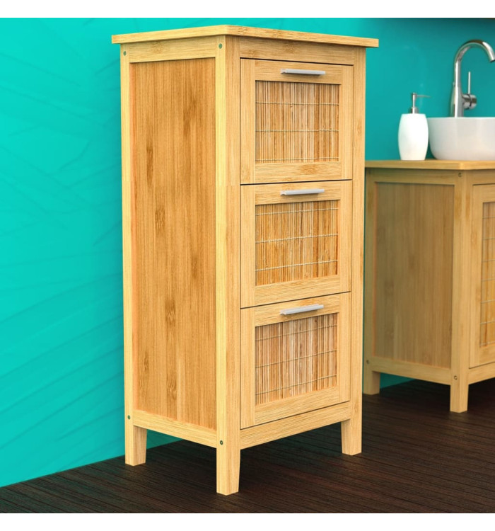 EISL Armoire de salle de bain avec 3 tiroirs Bambou 30x42x82 cm | Mobilier & Déco