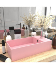 Lavabo de salle de bain avec trop-plein Céramique Rose | Mobilier & Déco
