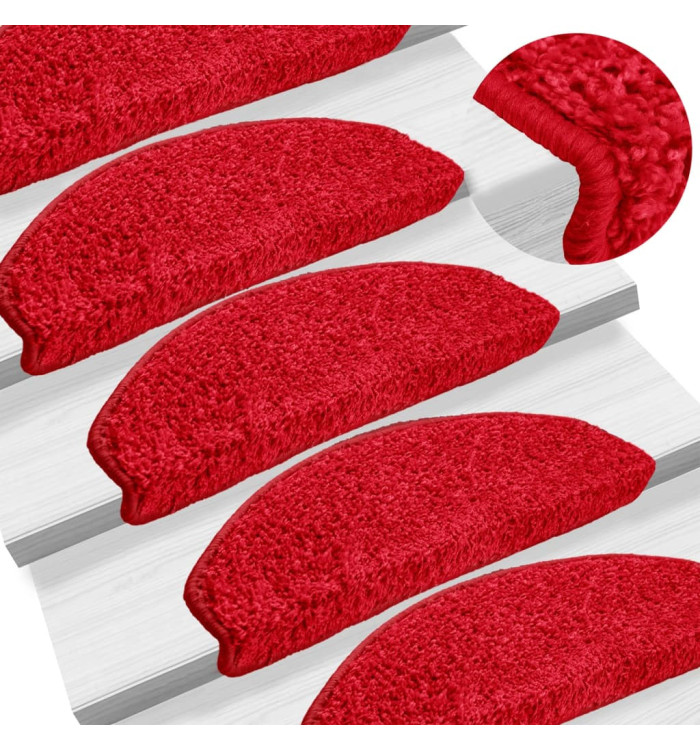 Tapis d'escalier 10 pcs 65x21x4 cm Rouge | Mobilier & Déco