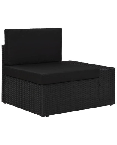 Canapé d'angle sectionnel accoudoir gauche Résine tressée Noir | Mobilier & Déco