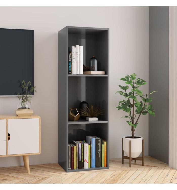 Bibliothèque/Meuble TV Gris brillant Bois d’ingénierie | Mobilier & Déco