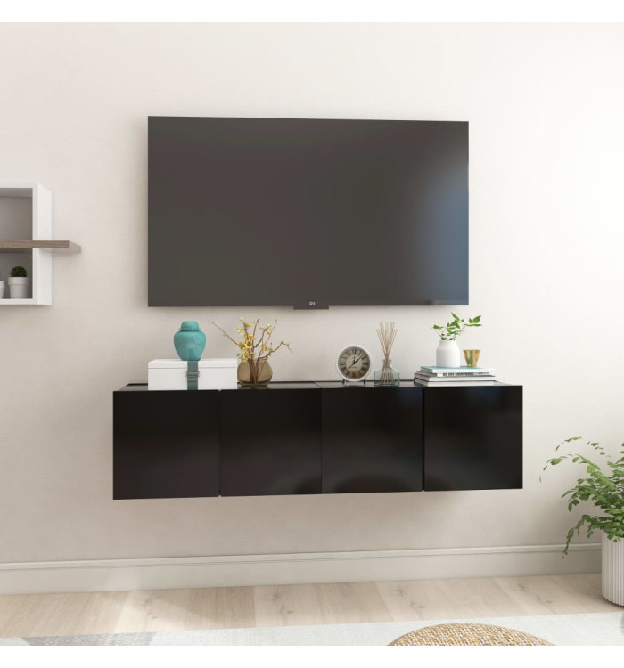 Meubles TV suspendus 2 pcs Noir 60x30x30 cm | Mobilier & Déco