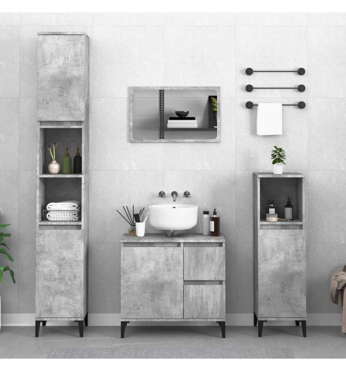 Armoire de salle de bain gris béton 65x33x60 cm | Mobilier & Déco