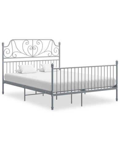 Cadre de lit sans matelas gris métal 140x200 cm | Mobilier & Déco