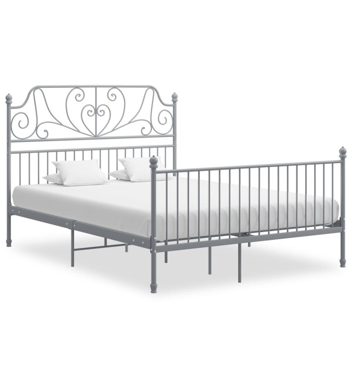 Cadre de lit sans matelas gris métal 140x200 cm | Mobilier & Déco