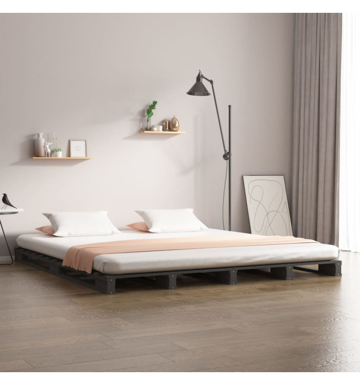 Lit de palette sans matelas gris bois massif | Mobilier & Déco