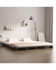 Lit de palette sans matelas gris bois massif | Mobilier & Déco