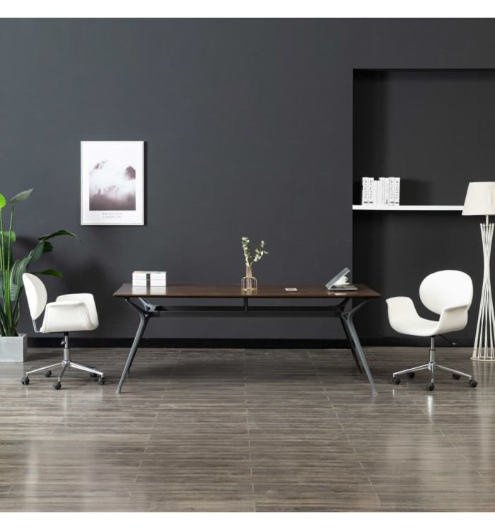 Chaise pivotante de bureau Blanc Similicuir | Mobilier & Déco