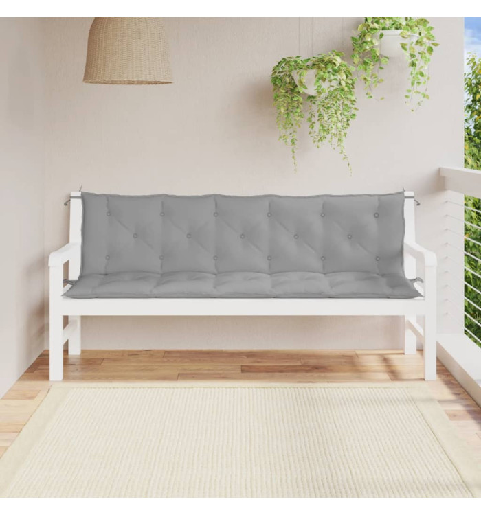 Coussins de banc jardin lot de 2 gris 180x50x7 cm tissu Oxford | Mobilier & Déco
