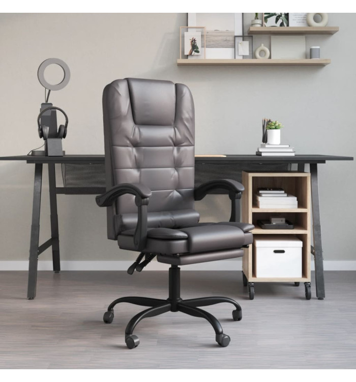 Fauteuil de massage inclinable de bureau Gris Similicuir | Mobilier & Déco