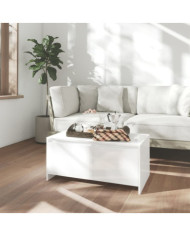 Table basse blanc brillant 90x50x41,5 cm bois d'ingénierie | Mobilier & Déco