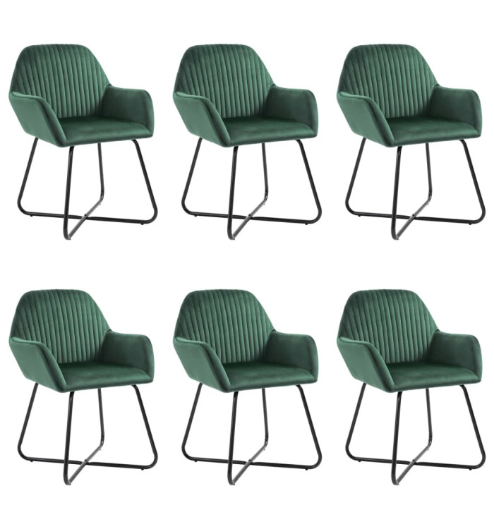 Chaises à manger lot de 6 vert velours | Mobilier & Déco