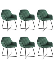 Chaises à manger lot de 6 vert velours | Mobilier & Déco